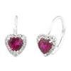 Miadora Silver 1/6 ct Created Ruby and Diamond Heart Earrings