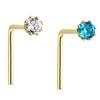 14k Yellow Gold White and Blue Cubic Zirconia Nose Wires