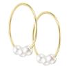 10k Yellow Gold Sleeper Hoop Earrings with Pearls