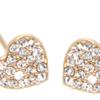 Heart stud earrings with white crystals in 10k yellow gold
