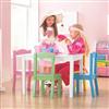 TOT TUTORS® White, Wooden, Kid-Sized Table, with 4 Pastel-Colourd Chairs