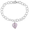 Amour Pink Striped Glass Heart Charm Bracelet (7500001558) - Pink