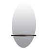 nexxt Reflect Oval Mirror 28X14 Inch With Wood Shelf In Black Finish