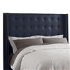 Skyline Furniture MFG. Queen Nail Button Tufted Headboard in Linen Navy with Brass Nail Buttons