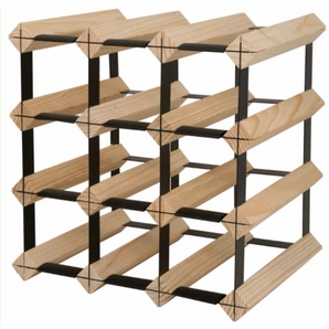 FINAL TOUCH RACK, WINE WOOD/METAL HOLDS 12