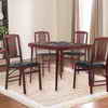 5-piece Dark Mahogany Finish Games Table and Set of 2 Folding Chairs Ensemble
