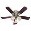 Hunter Low Profile Brushed Nickel Ceiling Fan, 42-in