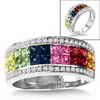 Multi-colour Sapphire and Diamond Ring