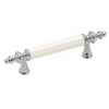 Amerock Royal Family Collection Pull, 3 In. Centre - White / Polished Chrome