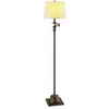 Hampton Bay Kent Satin Bronze Swingarm Floor Lamp with White Shade