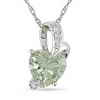 Diamore 1¼ct Green Amethyst & Diamond Accent Heart Pendant in 10k White Gold