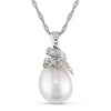 Diamore 6½-7mm FW Pearl & Diamond Accent Pendant in 10k White Gold