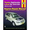 Haynes Repair Manual, Toyota Highlander and Lexus RX300/330