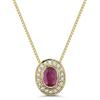 Oval Ruby & Diamond Necklace 14kt Yellow Gold