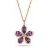 Floral Amethyst & Diamond Necklace 14kt Rose Gold