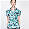 White Cross Print Scrub Top