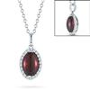 Marquise Shape Garnet and Diamond Necklace 14-kt White Gold