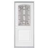 Masonite 34 In. X 7 1/4 In., Elmhurst 1/2 Lite Camber Top Antique Black Right Hand Steel Door