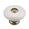 1-1/4" Ceramic/White/Pewter Cabinet Knob