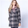 Kensie® Big Gingham Double-Breasted Wool-blend Pea Coat