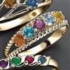 10K Gold Rope Twist Ring with Genuine Birthstones