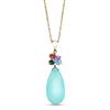 Aqua Chalcedony with Multi Color Tourmaline & Tanzanite Necklace 14-kt Yellow Gold