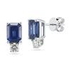 Blue Sapphire & Diamond Earrings Platinum