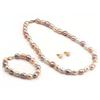 8 - 10 mm Natural Pastel Colour Cultured Freshwater Pearl 3-pc Set