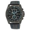 Seiko® Men's Leather Strap Chronograph Watch