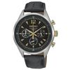 Seiko® Men's Genuine Leather Chronograph Watch