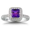 Amethyst & 0.10 ctw Diamond Ring 14-kt White Gold