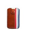 Case-mate Large Brown/Red/White/Blue Leather Signature Racing Stripe Pouch