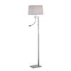 Illumine 1+1 Light Floor Lamp Steel Finish White Fabric