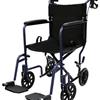 1med Aluminum Transport Chair with Hand Brakes (Dark Blue) and 1med Offset Grip Cane (Bronze)