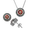 Sterling Silver Marcasite and Genuine Gemstone Pendant and Earring Set