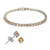 Sterling Silver Genuine Gemstone Bracelet and Stud Earring Set - citrines