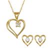 18K Gold Plated Sterling Silver Cubic Zirconia Heart Pendant and Earring Set