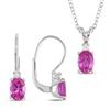 Miadora 3 4/5 ct Created Pink Sapphire and 1/6 ct Diamond Pendant and Earrings in Silver
