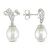 Miadora 9.5-10 mm Freshwater White Pearl and 0.04 ct Diamond Earrings in Silver