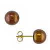 Miadora 6-6.5 mm Freshwater Brown Button Pearl Earrings in 10 K Yellow Gold