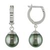 Miadora 9-10 mm Drop Tahitian Pearl Huggie Earrings in 14 K White Gold