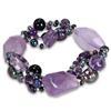 Miadora Bracelet with Black Pearls, Black Agate Beads, and Amethyst Gemstones