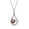 Sterling Silver Garnet Heart pendant with Diamond Accent