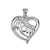 Sterling Silver "Mom" Heart Charm with Diamond Accent