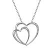 Sterling Silver Double Heart Pendant with Cubic Zirconia