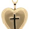 14kt Gold Filled "Cross" Heart Locket on 18" gold filled chain