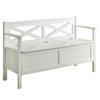 White Solid Wood Bench With Storage