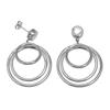 Sterling Silver Cubic Zirconia Triple Circle Earring