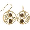 18 K Gold Plated Sterling Silver Genuine Smoky Quartz Bead Earrings