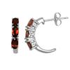 Sterling Silver Genuine Garnet Half Hoop Earrings